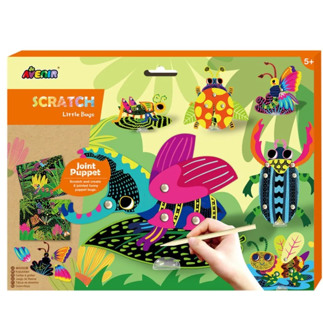 Butterfly Creek Under $100.00 | Under $50.00-Avenir Scratch Joint Puppets Activity - Little Bugs