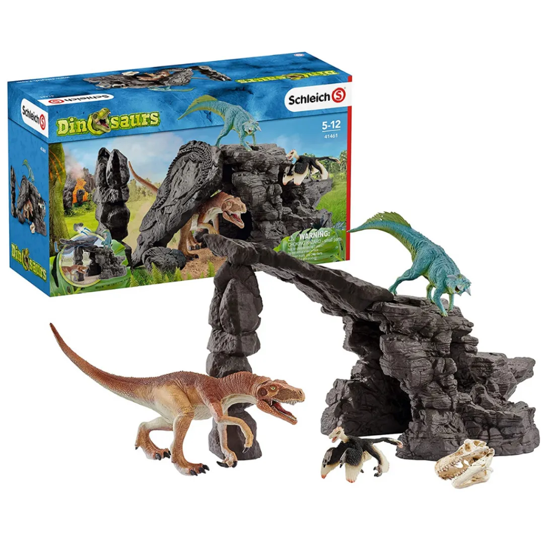 Butterfly Creek Dinosaurs | Schleich-Dinosaur Play Set with Cave | Schleich Playset |